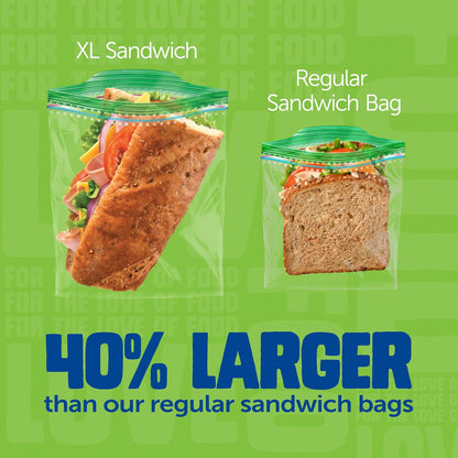 Bolsas Ziploc para sándwiches para frescura en movimiento, tecnología Grip 'n Seal para un agarre, apertura y cierre más fáciles, 90 unidades