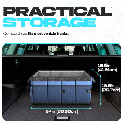 FORTEM Car Trunk Organizer, Collapsible Multi Compartment Car Organizer, Foldable SUV Storage for Car Accessories for Women Men, Non Slip Bottom, Securing Straps, Soft Cover 50L (Black, Standard)