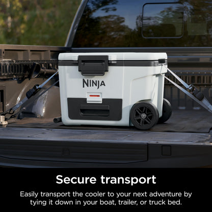 Ninja FrostVault 45QT Cooler with Wheels | Insulated with Temp Dry Storage Drawer | Keeps Ice Cold for Days | for The Beach, Camping, Picnics & More | Halocline Green | FB245TL