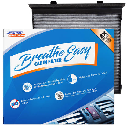 Spearhead Odor Defense Breathe Easy AC & Heater Cabin Filter | Fits Select 2016-2025 Toyota, Lexus, Subaru, 2016-2023 CX-9 Like OEM | Up to 25% Longer Lasting w/Activated Carbon (BE-157)