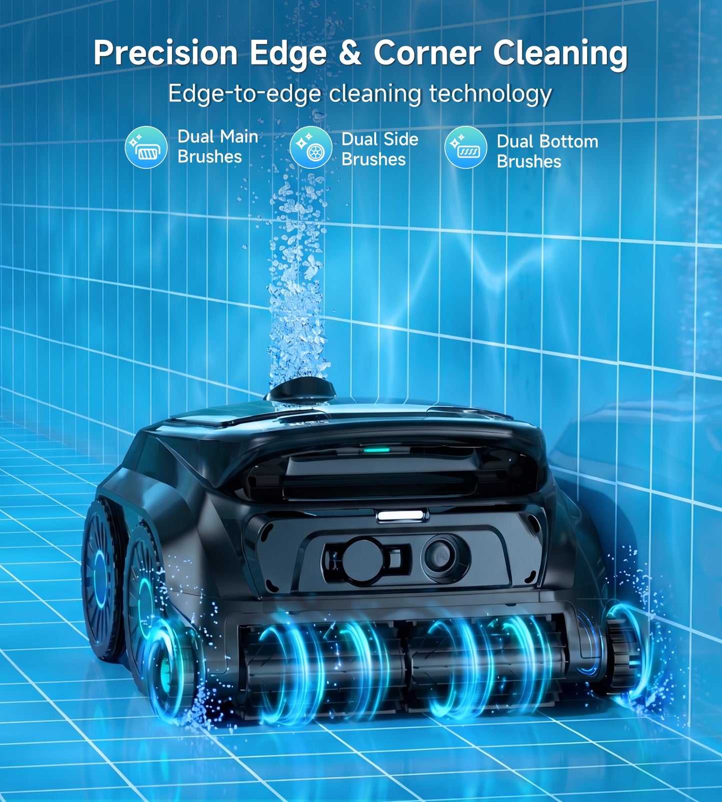 (2026 NEW) WYBOT B1 Cordless Robotic Pool Vacuum for Inground Pools, Six-Roller Brush 4-in-1 Smart Pool Cleaner, Edge Cleaning High Obstacle Crossing, Lightweight, App Navigation, Gray Black