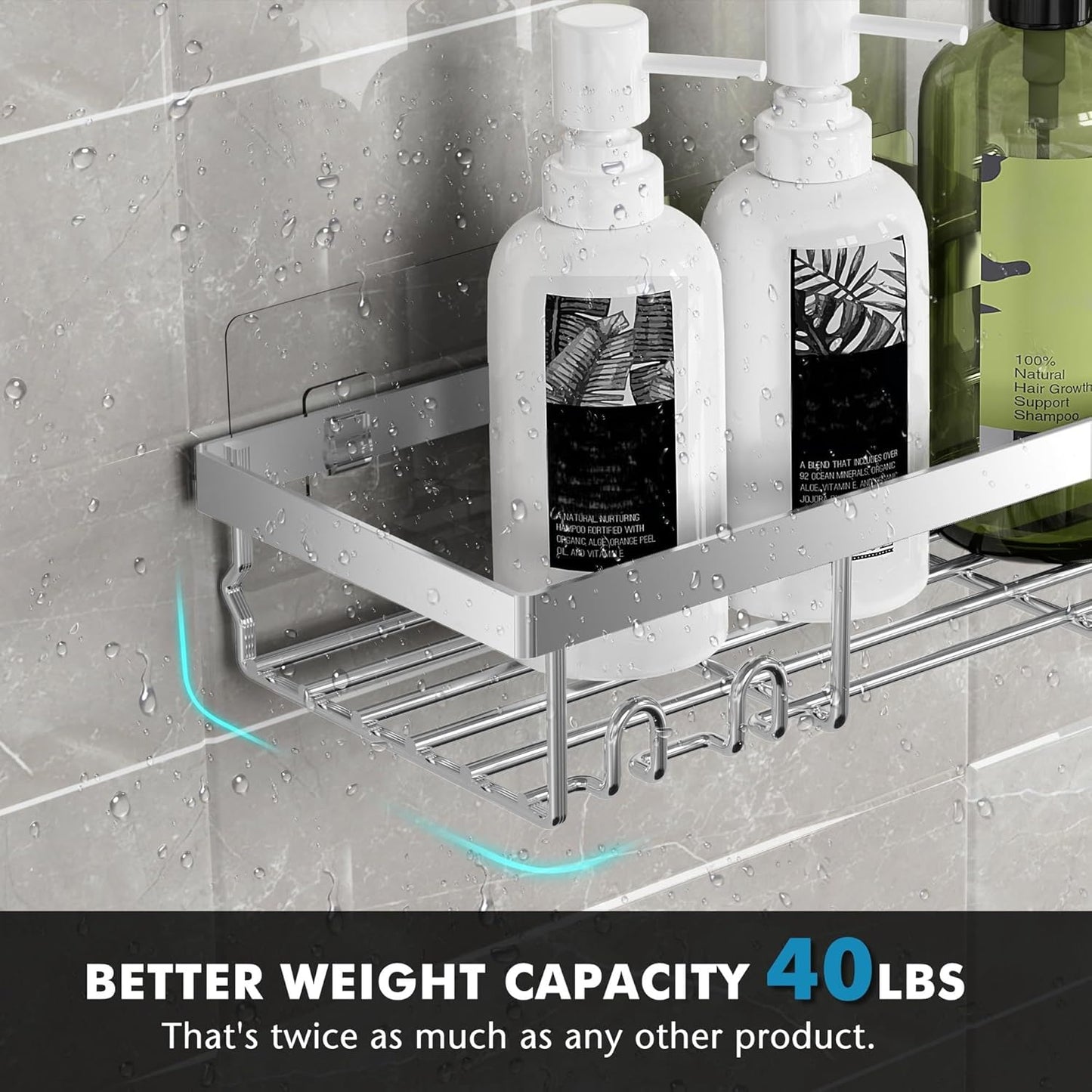 Moforoco Shower Caddy Shelf Organizer Rack, Self Adhesive Black Bathroom Shelves Basket, Home Farmhouse Wall Shower Inside Organization and Storage Decor Rv Accessories, First Apartment Essentials