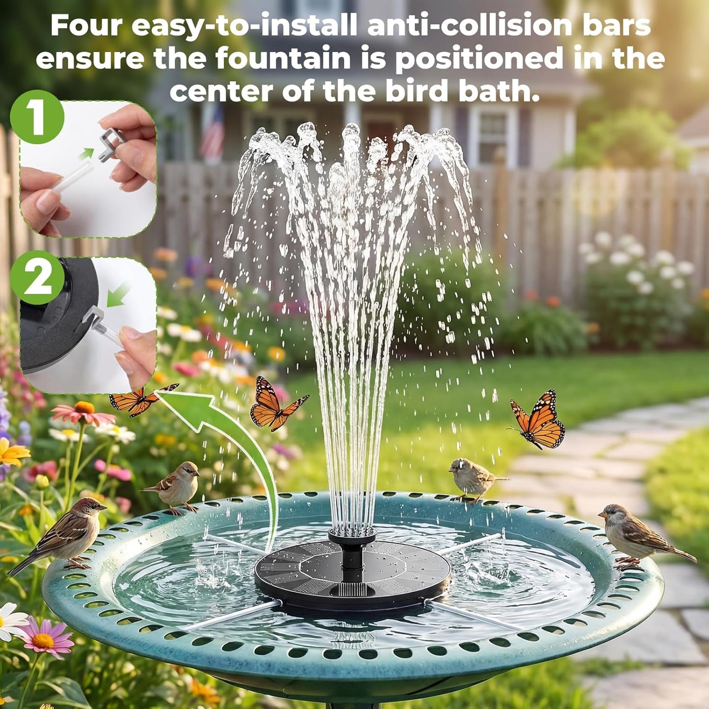 AISITIN Solar Fountain Pump with 6 Nozzles, 2026 Solar Bird Bath Fountains, Upgraded Floating Solar Water Fountain for Garden, Pond, Pool & Outdoor