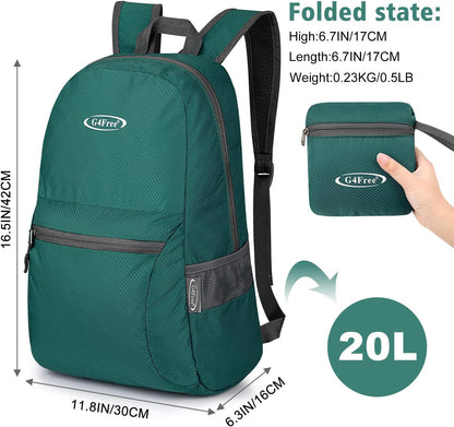 G4Free 20L Lightweight Packable Backpack Foldable Travel Hiking Daypack for Men and Women