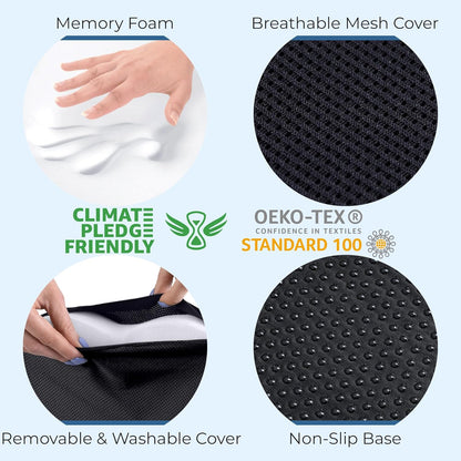 5 STARS UNITED Seat Cushion - Memory Foam Chair Cushion for Tailbone Pain Relief