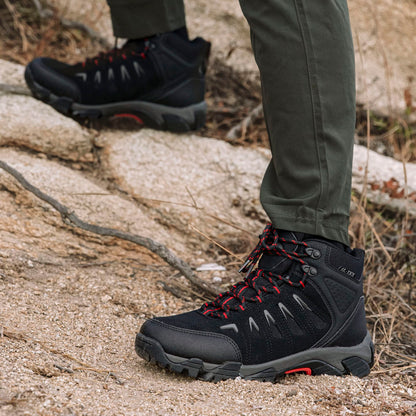 SHULOOK Men's Waterproof Hiking Boots Non-Slip Lightweight Mid Top Ankle Boot Breathable Hiker Trekking Shoes