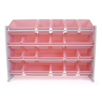 Humble Crew Toy Storage Organizer with 20 Removable Storage Bins for Kids Playroom, 4-Tier Toddler Toy Organization and Storage, Natural/White