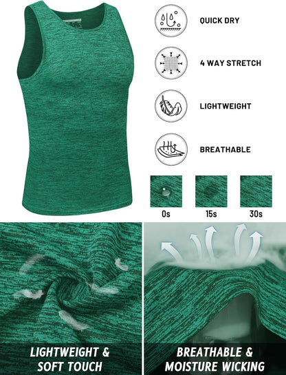 TACVASEN Herren Tanktops Schnelltrocknend Ärmelloses Workout Muskelshirt Sport Bodybuilding Fitness Performance T-Shirts