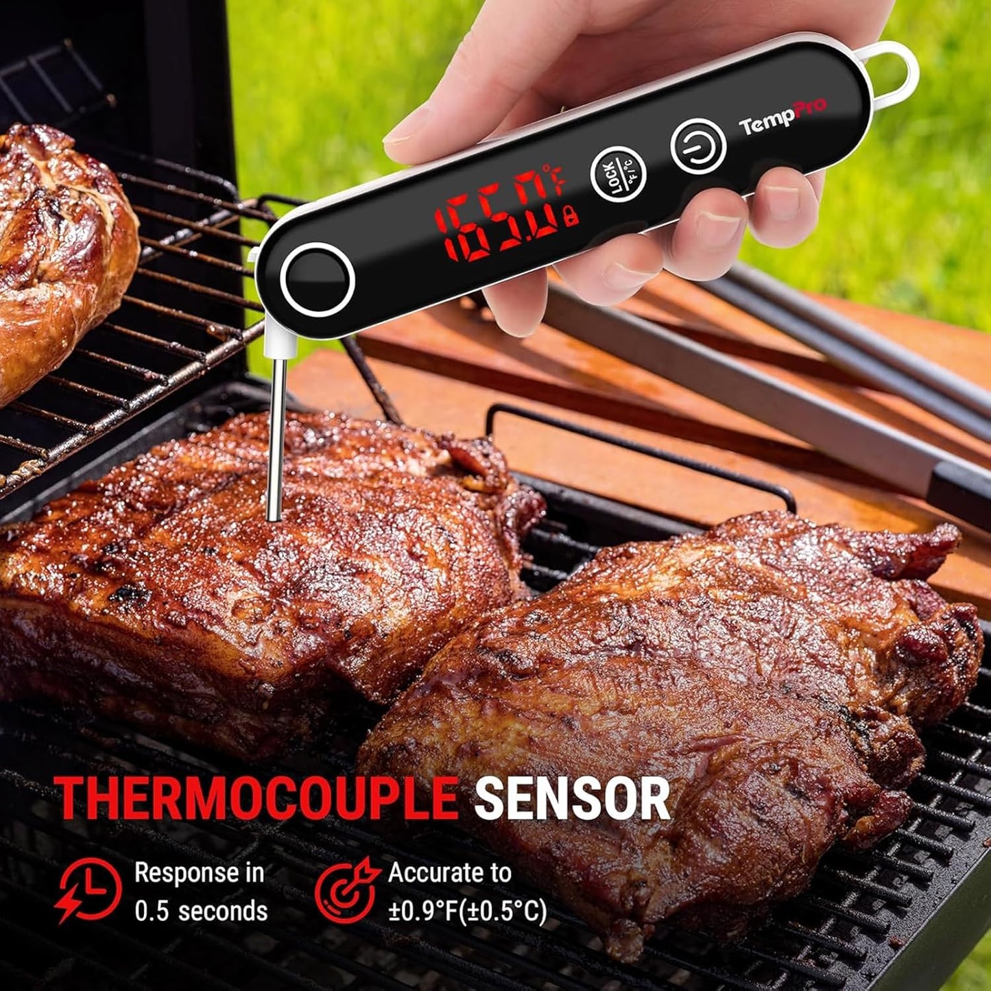 TempPro Digitales Sofortablese-Fleischthermometer zum Grillen, wasserdichtes Küchen-Lebensmittelthermometer mit Kalibrierfunktion und Hintergrundbeleuchtung, zum Backen von Brot, Süßigkeiten, Kochwerkzeug, Utensilien (zuvor ThermoPro)