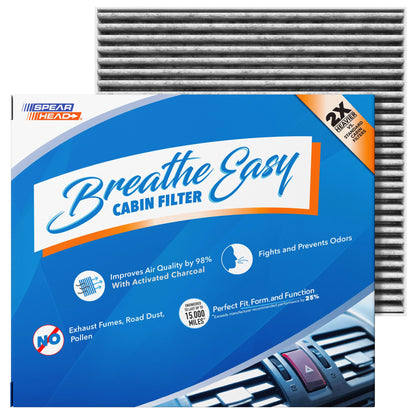 Spearhead Odor Defense Breathe Easy AC & Heater Cabin Filter | Fits Select 2016-2025 Toyota, Lexus, Subaru, 2016-2023 CX-9 Like OEM | Up to 25% Longer Lasting w/Activated Carbon (BE-157)