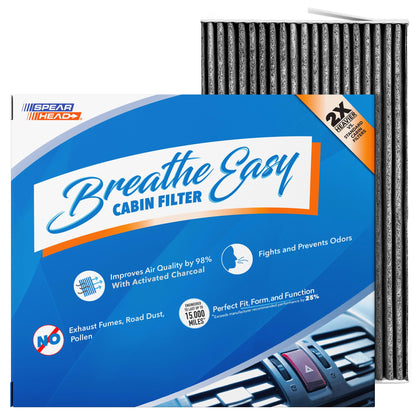 Spearhead Odor Defense Breathe Easy AC & Heater Cabin Filter | Fits Select 2016-2025 Toyota, Lexus, Subaru, 2016-2023 CX-9 Like OEM | Up to 25% Longer Lasting w/Activated Carbon (BE-157)