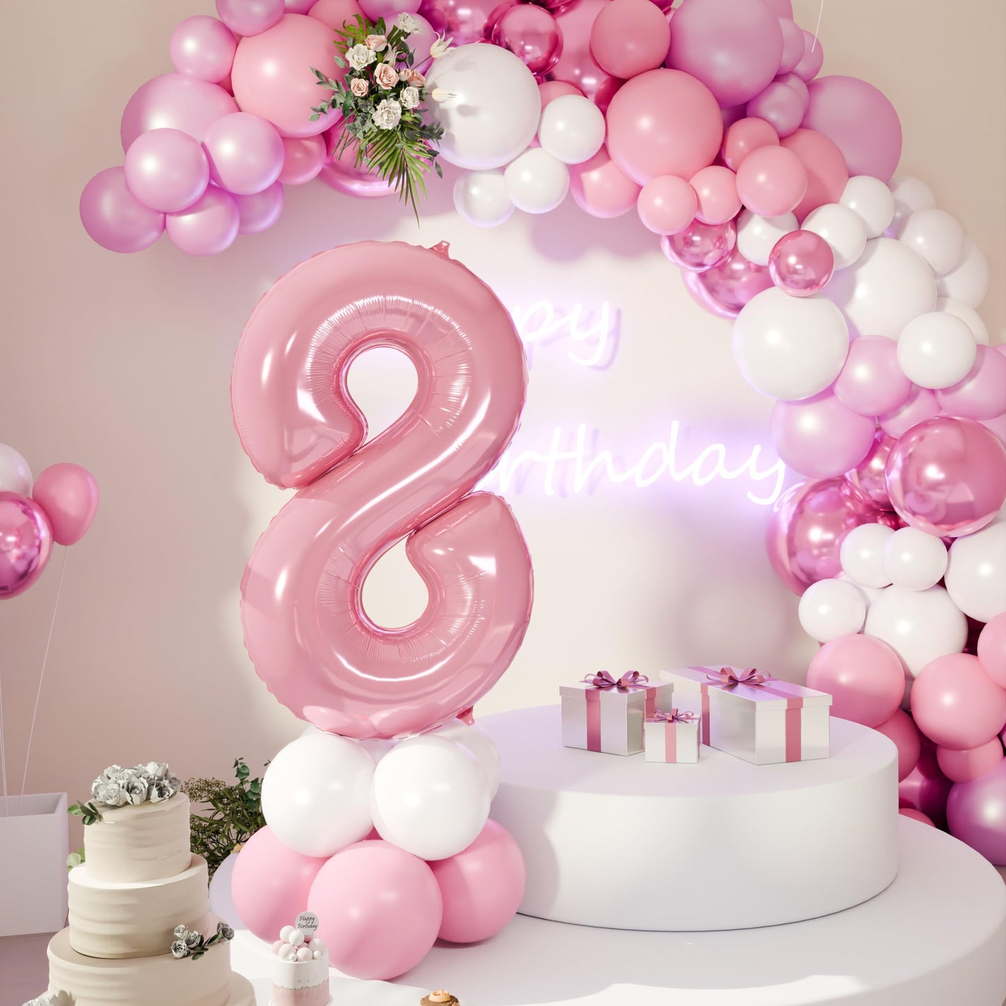 RainbowQ Party 1 Ballon Nummer 40 Zoll für Jungen oder Mädchen Groß Rosa 0-9 Folien-Mylar Großer 1 Zahlenballon Alles Gute zum 1. Geburtstag Party Jubiläumsdekorationen Zubehör