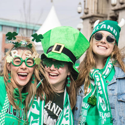 Prstvil St. Patricks Day Ohrringe, grüne Kleeblatt-Ohrringe für Damen, St. Patrick's Day Accessoires Glücksbringer Creolen (Grün-2)