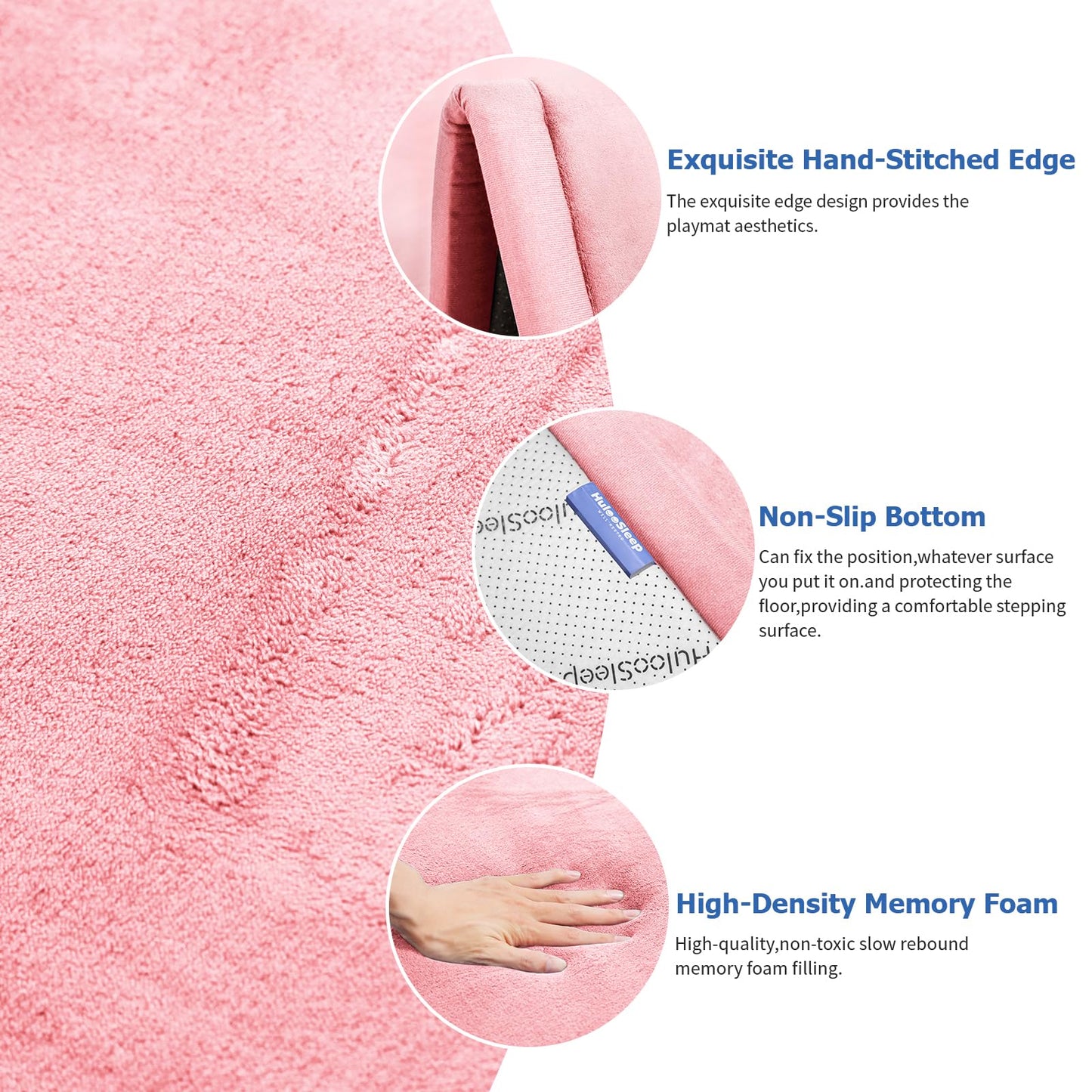 Huloo Sleep Ultra Soft Baby Spielmatte für den Boden, 3,3 cm dicke Elasti-Foam 127x127 cm Laufgittermatte für Kleinkinder, rutschfeste Rückseite, sicher zum Krabbeln und für die Bauchlage, Tatami-Stil (Dunkelgrau)