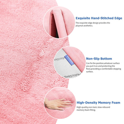 Huloo Sleep Ultra Soft Baby Spielmatte für den Boden, 3,3 cm dicke Elasti-Foam 127x127 cm Laufgittermatte für Kleinkinder, rutschfeste Rückseite, sicher zum Krabbeln und für die Bauchlage, Tatami-Stil (Dunkelgrau)