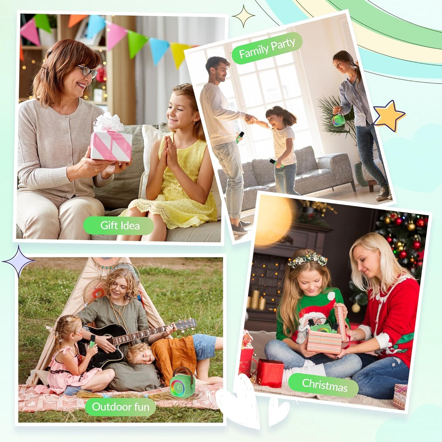 Mini Karaoke Machine for Kids Adults, Portable Bluetooth Speaker with 2 Wireless Microphone, Birthday Gifts for Girls Boys Ages 4, 5, 6, 7, 8, 9, 10, 12+ Years Old (Pinkcolor)