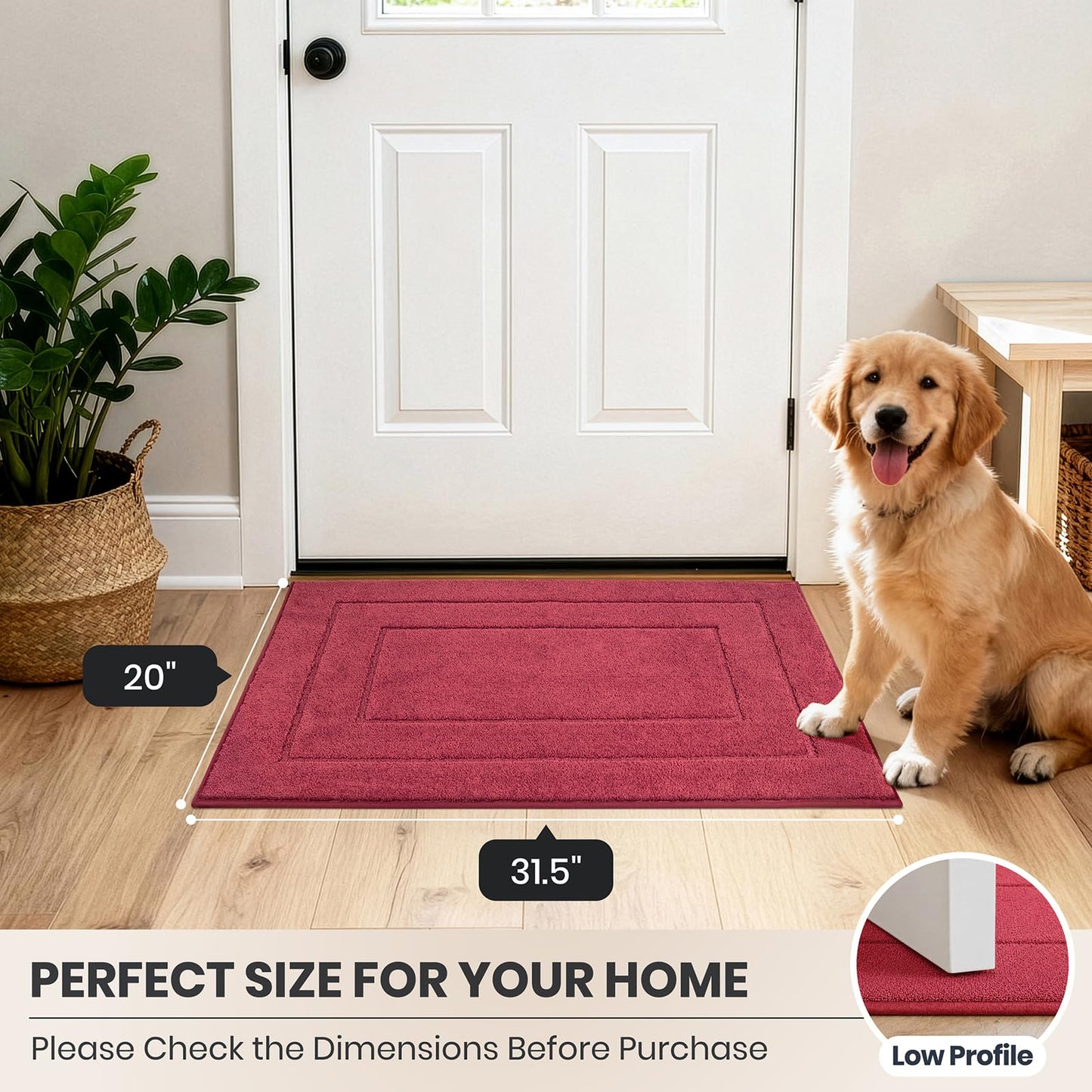 PURRUGS Dirt Trapping Door Mat 32" x 70", Non-Slip/Skid Machine Washable Entryway Rug, Dog Doormat, Super Absorbent Welcome Mat for Muddy Wet Shoes and Paws, Grayish Brown