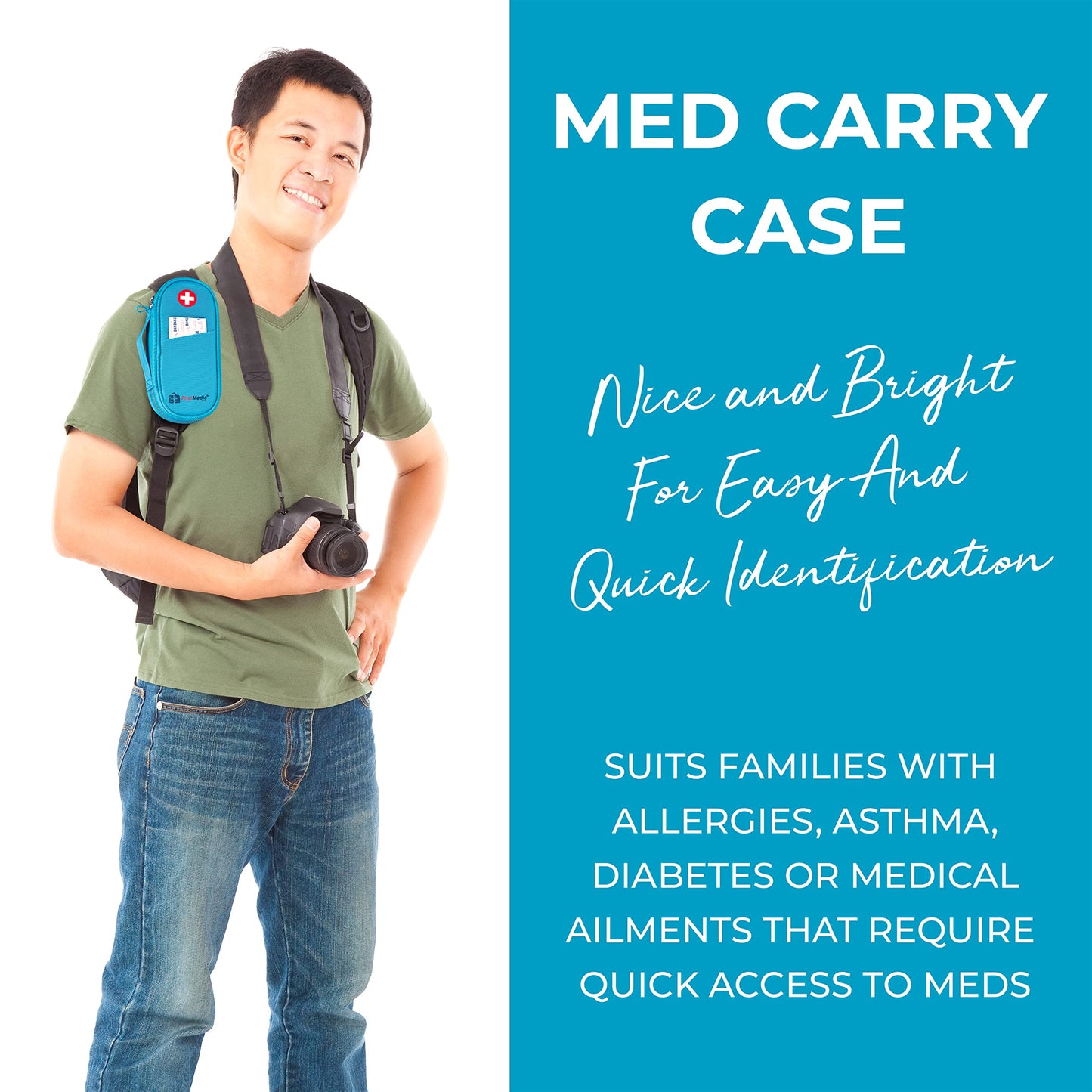 PracMedic Bags Epipen Carry Case– Insulated Epi Pens Carrying Case for Epipens, Auvi-Q, Inhaler, Allergy Medication & Diabetes Supply– Durable Emergency Medical Pouch for Travel (Red)