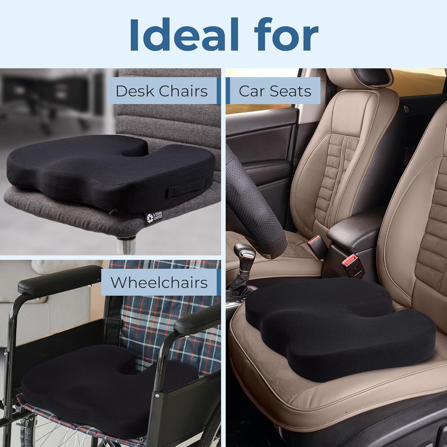 5 STARS UNITED Seat Cushion - A Game Changer for Tailbone Pain Relief