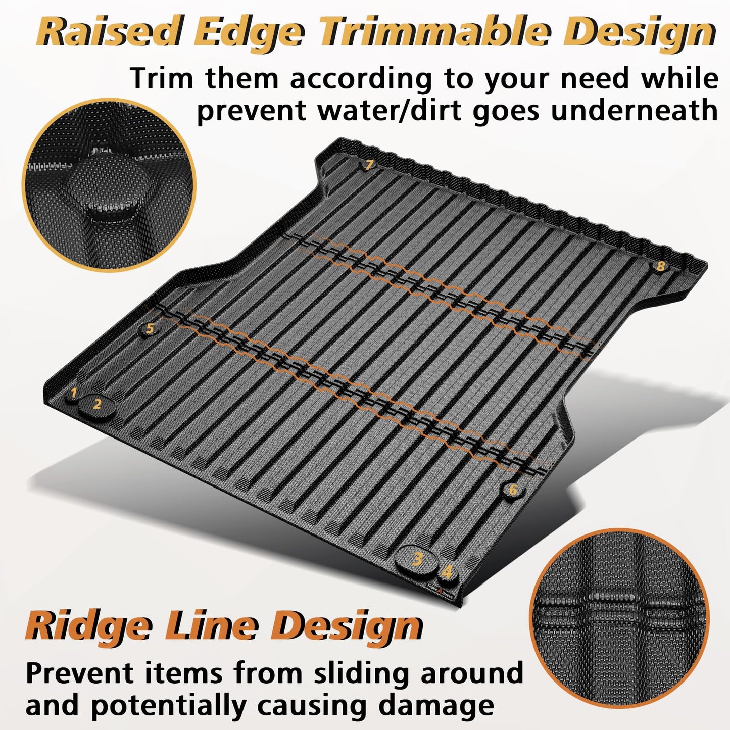 TripleAliners Truck Mat Compatible with 2019-2026 Chevy Silverado 1500 / GMC Sierra 1500 6.6FT Accessories, Truck Bed Mat Heavy Duty Custom Fit All Weather Protection TPE Pickup Liner, Standard Bed
