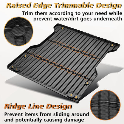 TripleAliners Truck Mat Compatible with 2019-2026 Chevy Silverado 1500 / GMC Sierra 1500 6.6FT Accessories, Truck Bed Mat Heavy Duty Custom Fit All Weather Protection TPE Pickup Liner, Standard Bed