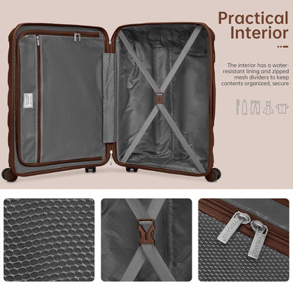 Mocha Magic: TRIPLAYER's 22 Inch Carry On Luggage Set