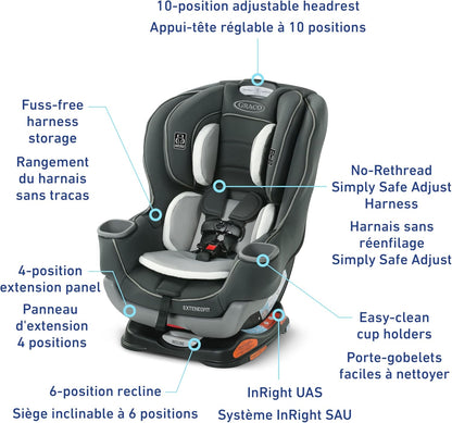 Graco Extend2Fit Kindersitz, 2-in-1 vorwärts- und rückwärtsgerichteter Babysitz, 1,8-30 kg (4-65 lb), Carter