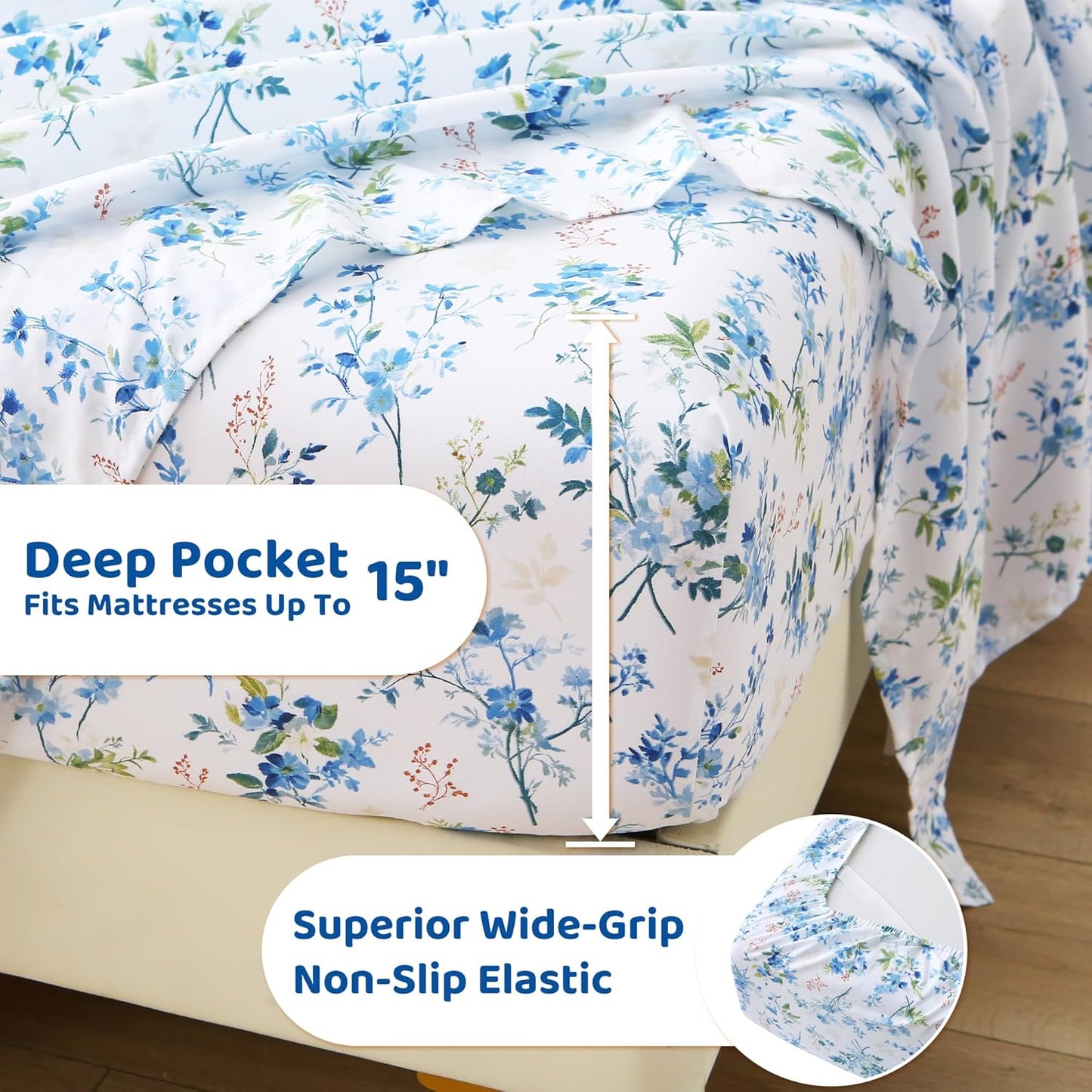 Mooreeke Cozy Vintage Microfiber Printed King Sheet Set