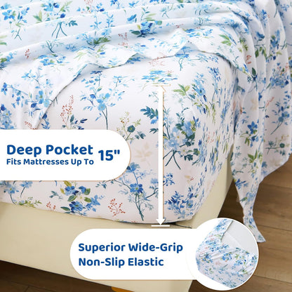 Mooreeke Cozy Vintage Microfiber Printed King Sheet Set