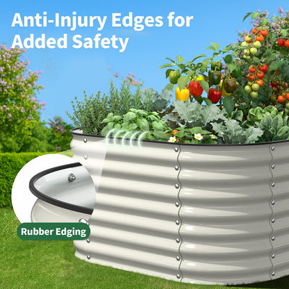 Kesfitt Raised Garden Bed, 5x2x1 FT Galvanized Steel Metal Raised Garden Bed, Oval Open-Bottom Design, 12-Inch Deep for Outdoor Vegetable & Herb Gardening, Fruit Green