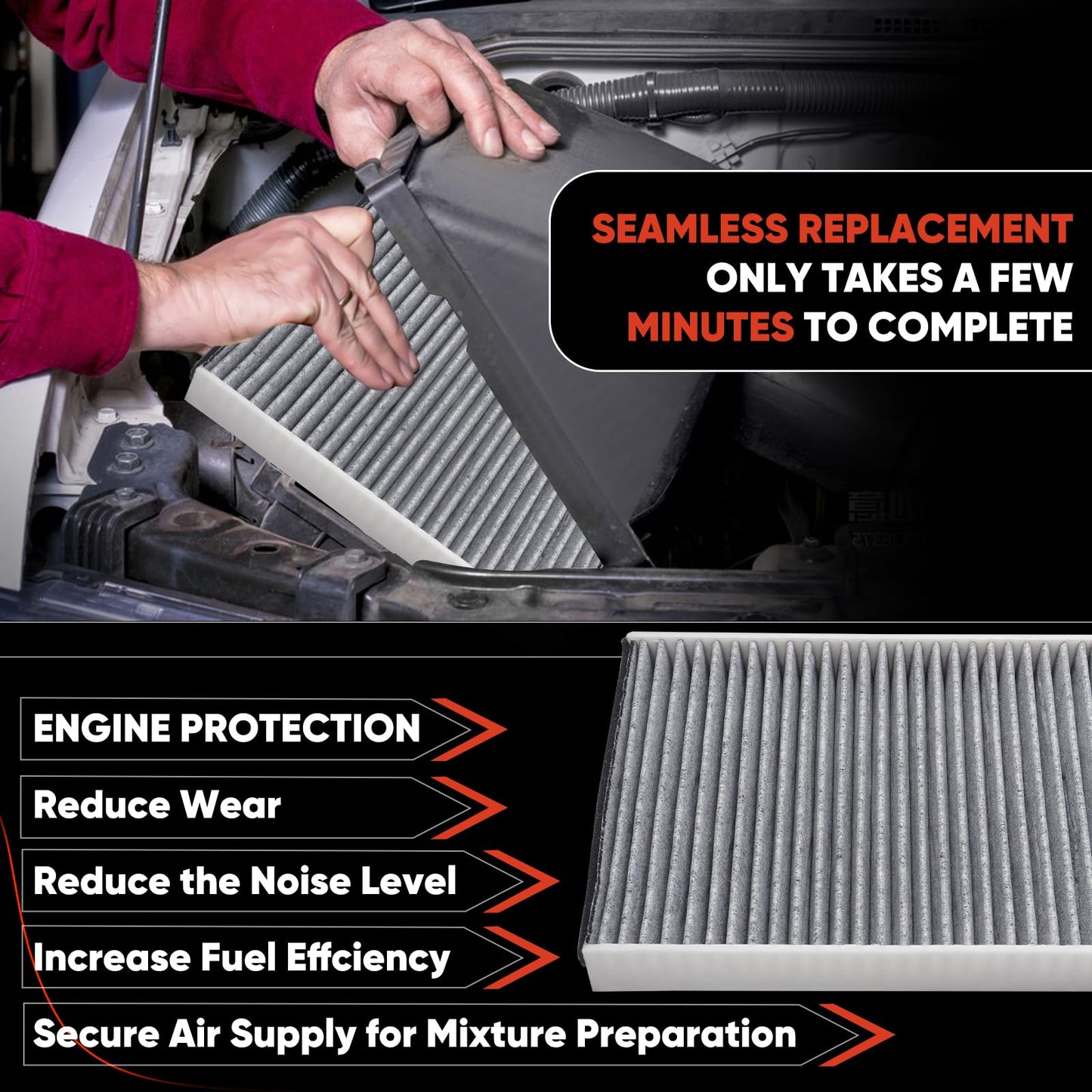 CA10262 Engine Air Filter Fit Ford Expedition/F150/F250/F350 (2007-2021) & Lincoln Navigator Replaces FA1883, 7C3Z9601A, A35642