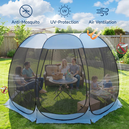 Alvantor Pop Up Screen House Tent, Instant Outdoor Gazebo with Mosquito Netting & UPF 50+ Sun Protection, Portable Canopy Shelter for Patio, Backyard, Camping (2-10 Person)