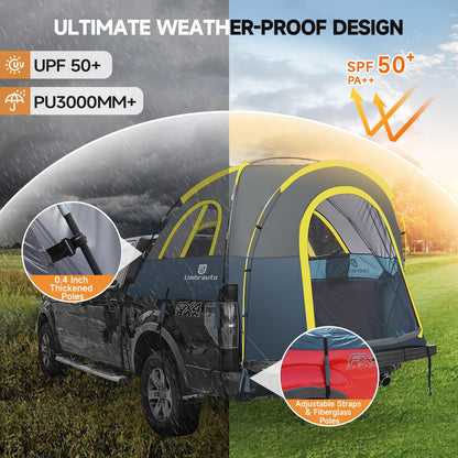 Truck Bed Tent 5.5-6ft: Easy Set Up Umburato Pickup Truck Tents for Camping, Waterproof PU3000mm Canopy for Truck Camper, Portable, Spacious for 2 Person Green