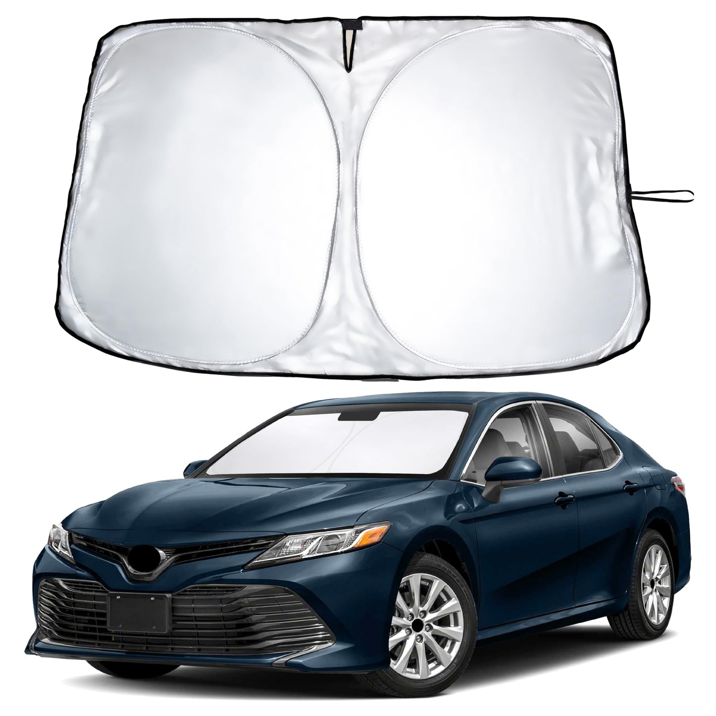 EcoNour Car Windshield Sunshade | Blocks 99% Heat & Keeps Interior Cool | Universal Fits Cars, SUVs, Trucks | Automotive Sun Screen, Visor & Car Accessories for Summer | Medium (64x32 Inches)