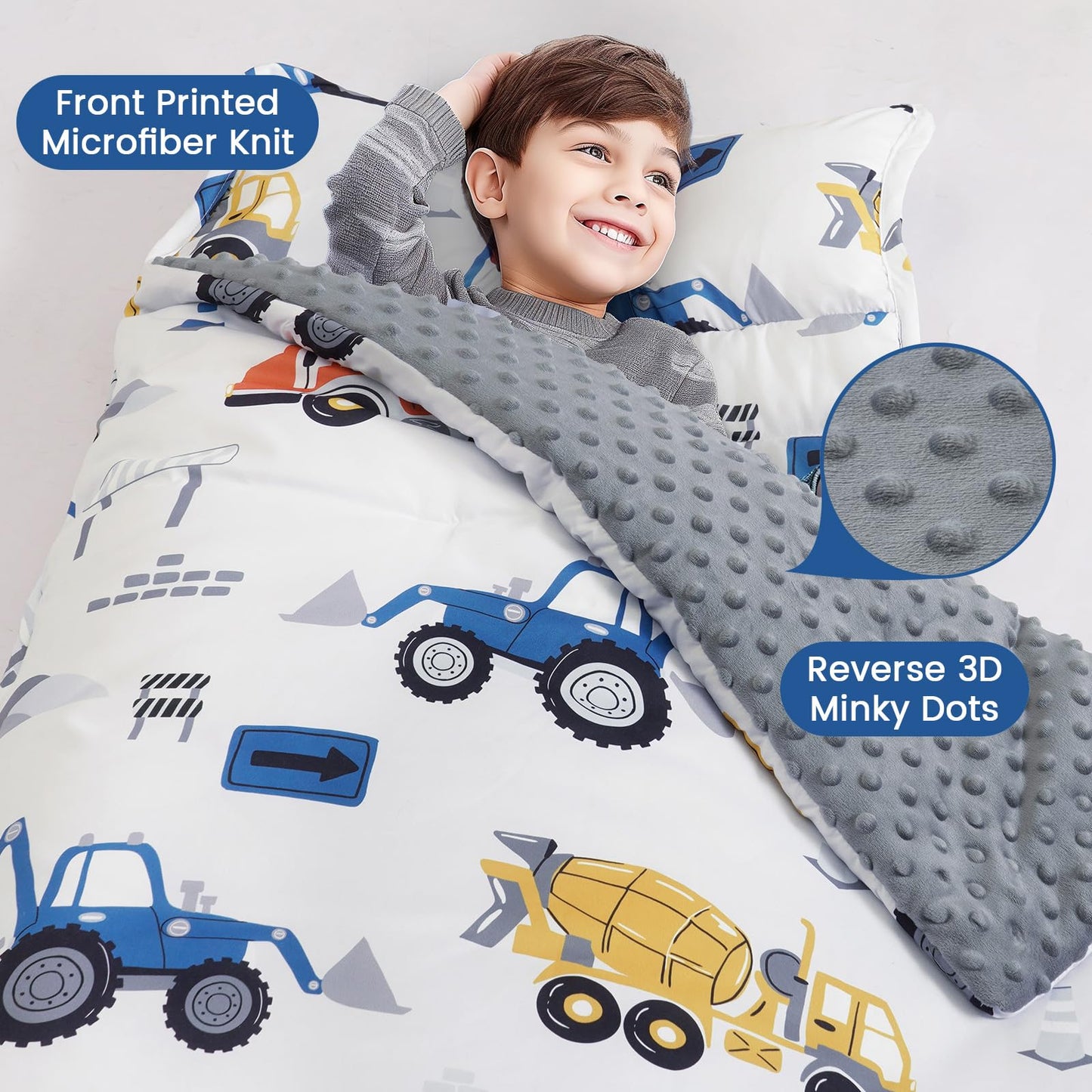 PHF Toddler Nap Mat with Removable Pillow and Minky Blanket, Rollup Design Kids Sleeping Mat, Slumber Bags for Boys, 55"x23" Toddler Sleeping Bag for Daycare Preschool Travel Camping, Space