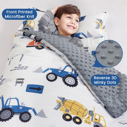 PHF Toddler Nap Mat with Removable Pillow and Minky Blanket, Rollup Design Kids Sleeping Mat, Slumber Bags for Boys, 55"x23" Toddler Sleeping Bag for Daycare Preschool Travel Camping, Space