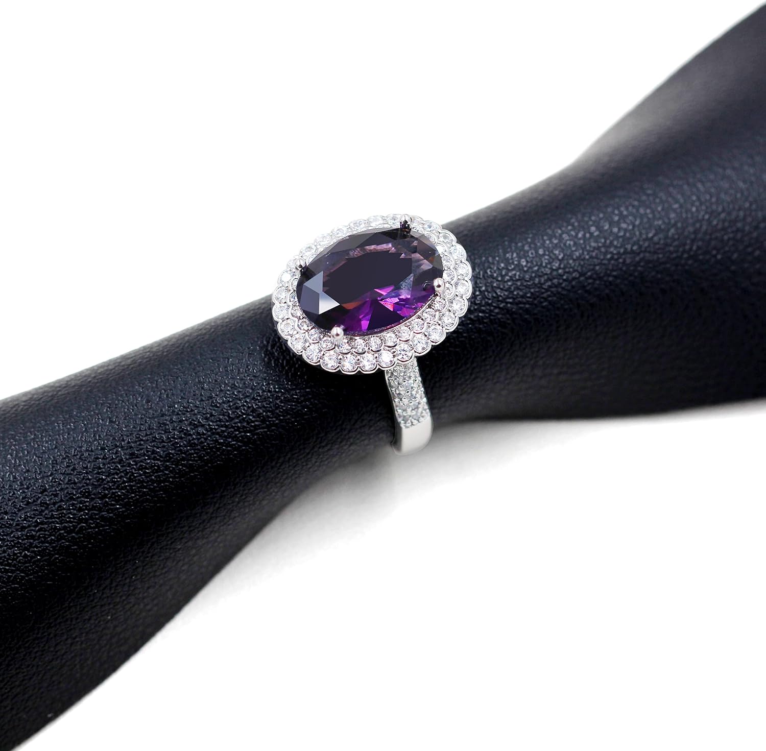 Created Sapphire Blue Cubic Zirconia Wedding Rings for Women, Open Size, Engagement Statement Jewelry Y664