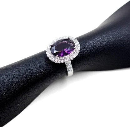 Created Sapphire Blue Cubic Zirconia Wedding Rings for Women, Open Size, Engagement Statement Jewelry Y664