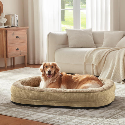 JOEJOY Orthopedic Dog Beds Large Sized Dog, XL Egg-Crate Memory Foam Pet Couch Bed with Bolster Sides, Waterproof Lining, Removable Washable Cover & Non-Slip Bottom, Brown