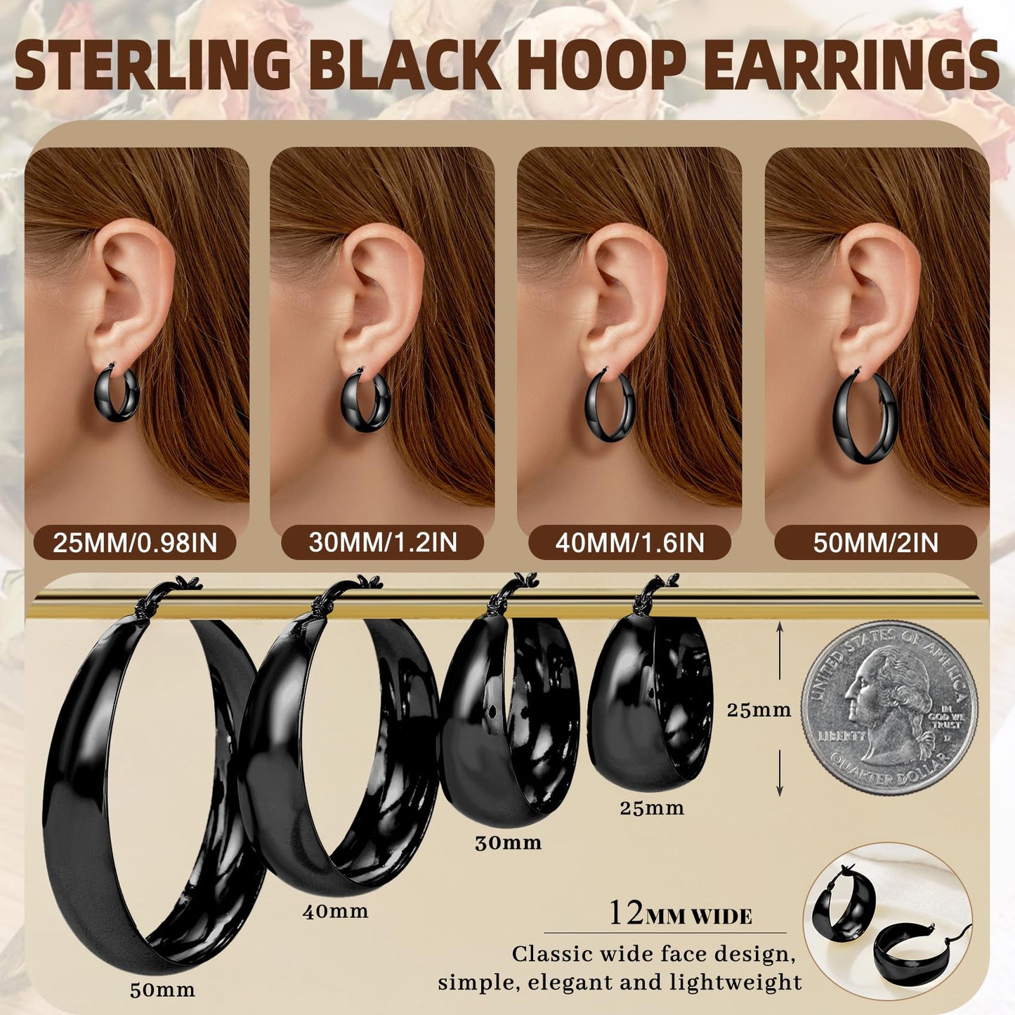 Senteria Dicke, klobige, vergoldete Creolen für Frauen, hypoallergene, 14K vergoldete Creolen, leichte, große goldene Creolen für Frauen, 30 MM