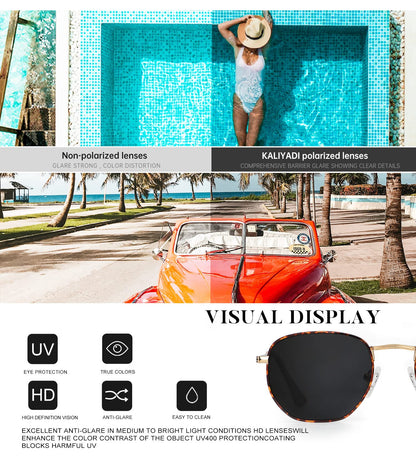 KALIYADI Sonnenbrillen für Damen und Herren Polarisiert Hexagon Damensonnenbrillen Trendy Metallrahmen UV-Schutz (Gold Rahmen Grau Linse)