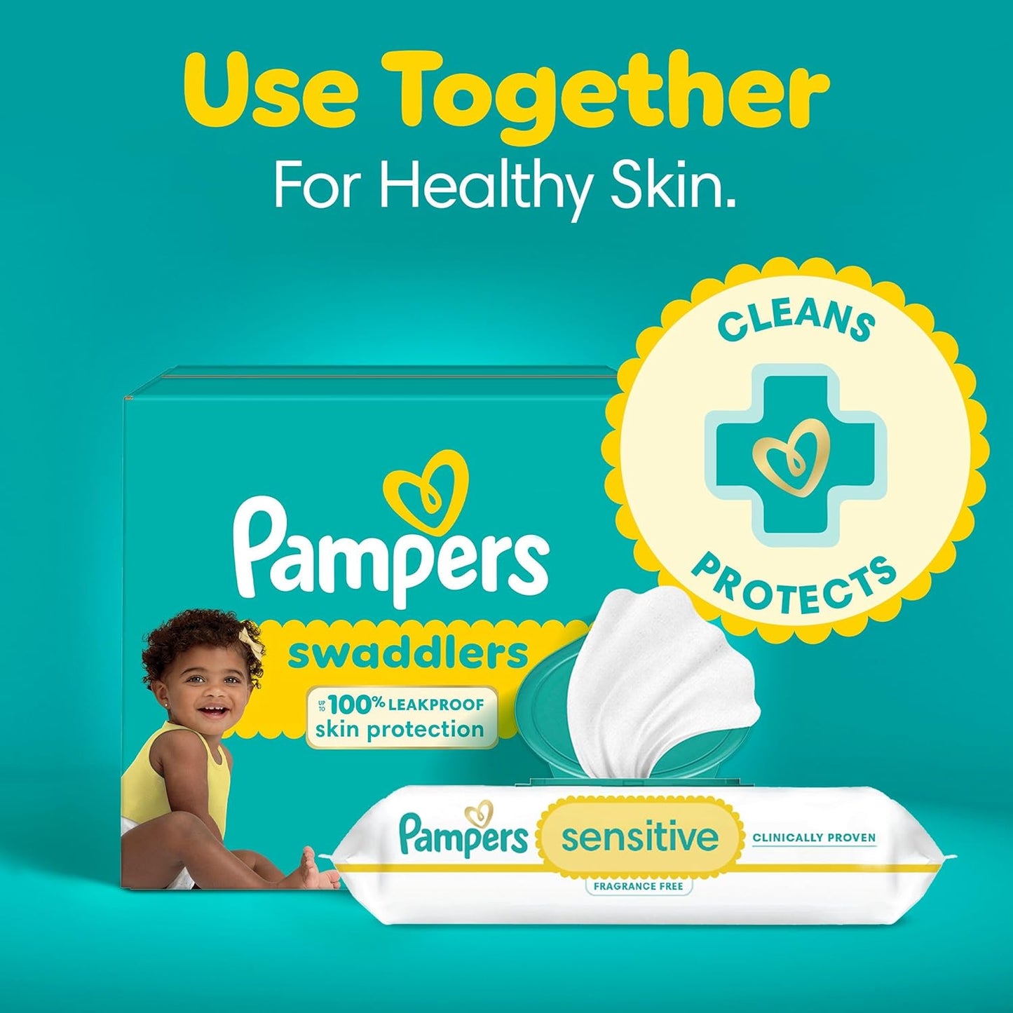 Pampers Swaddlers Windeln, Größe 0 (bis 4,5 kg), 84 Stück, Saugfähig, Hält Babys trocken und bequem, Hautverträgliche Einwegwindel