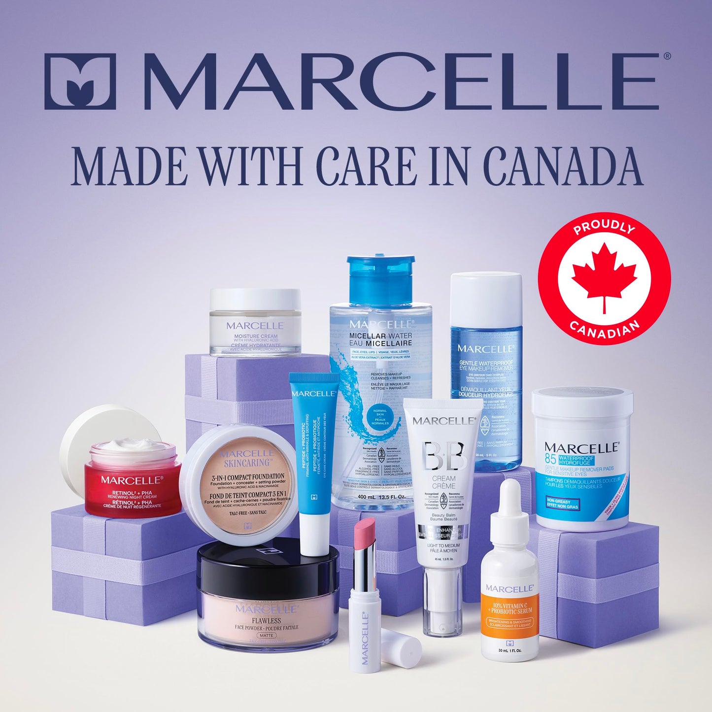 Marcelle Sanfte Augen Make-up Entferner Pads, Sensible Augen, Wasserfestes Make-up Entfernen, Hypoallergen, Parfümfrei, Parabenfrei, Alkoholfrei, Tierversuchsfrei, 85 Pads