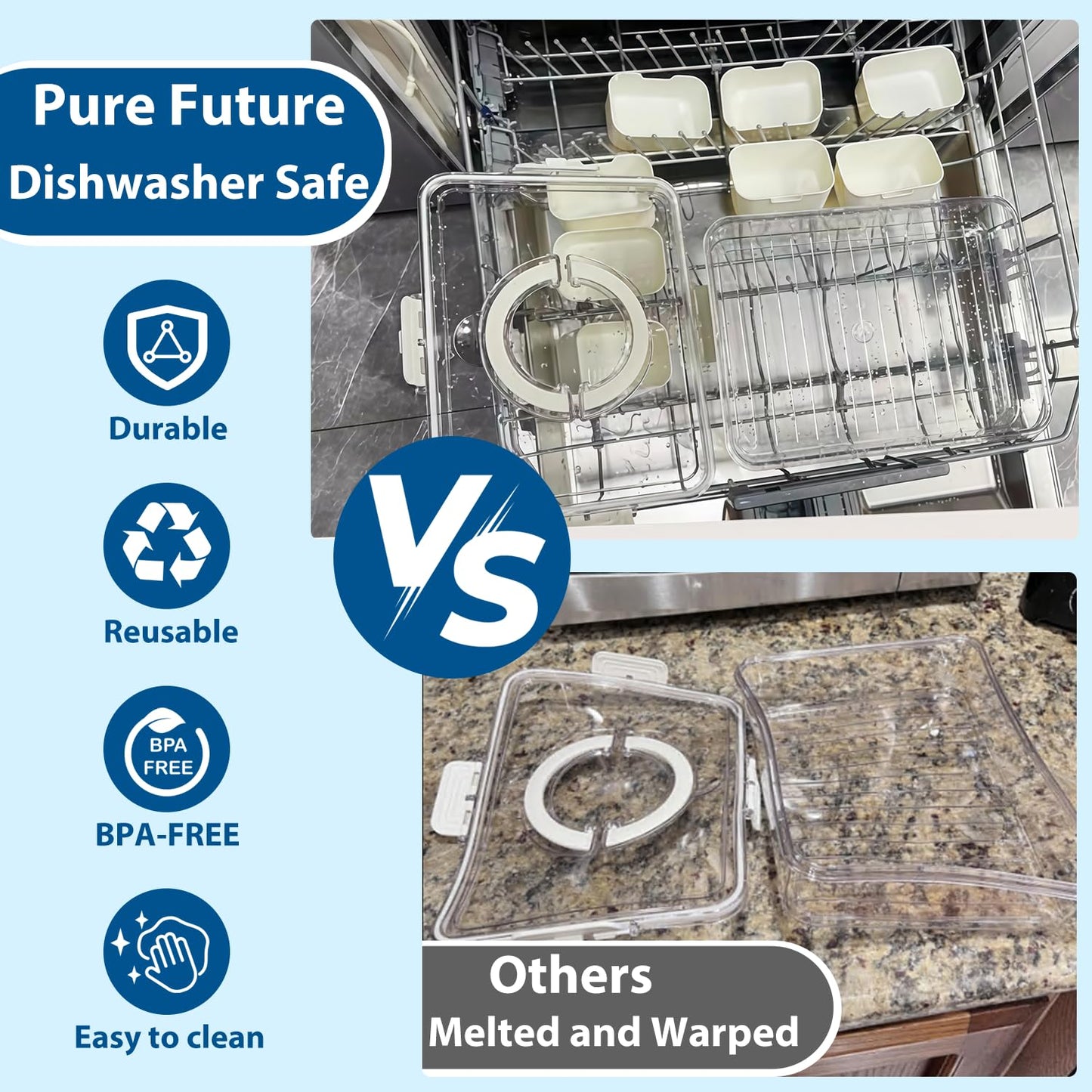 2 Pack Snackle Box –Air Tight Snack Containers with Divided, Lids&Handle –Clear Serving Tray for Fruits, Candy, Nuts –Portable for Travel, Parties, Daily Use (8 Containers Dishwasher Safe)