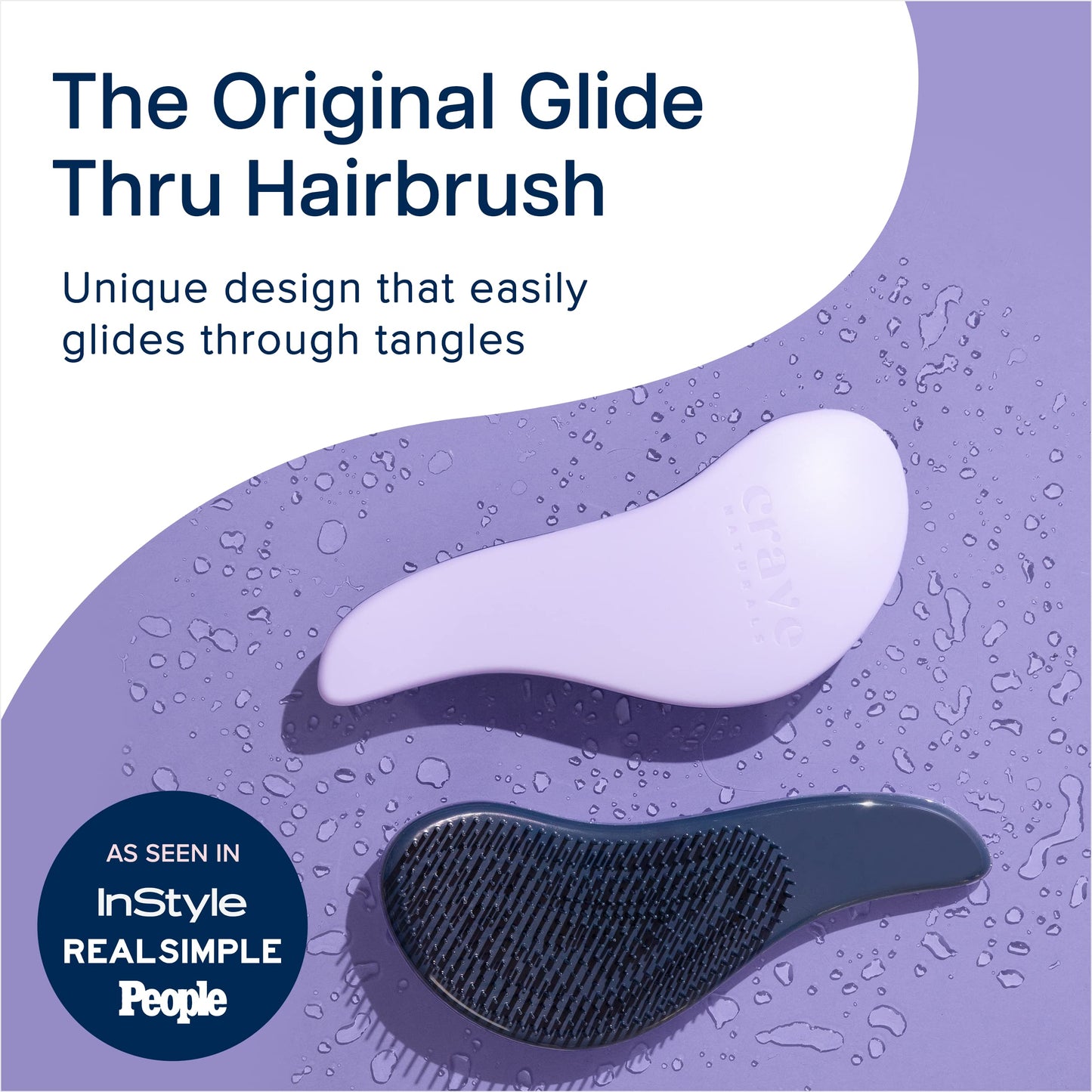 Crave Naturals Glide Thru Entwirrbürste für Erwachsene und Kinder. Entwirrbürste für natürliches, lockiges, glattes, nasses oder trockenes Haar. Haarbürsten für Frauen. Stylingbürste (Blau)