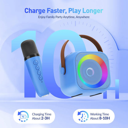 Mini Karaoke Machine for Kids Adults, Portable Bluetooth Speaker with 2 Wireless Microphone, Birthday Gifts for Girls Boys Ages 4, 5, 6, 7, 8, 9, 10, 12+ Years Old (Pinkcolor)