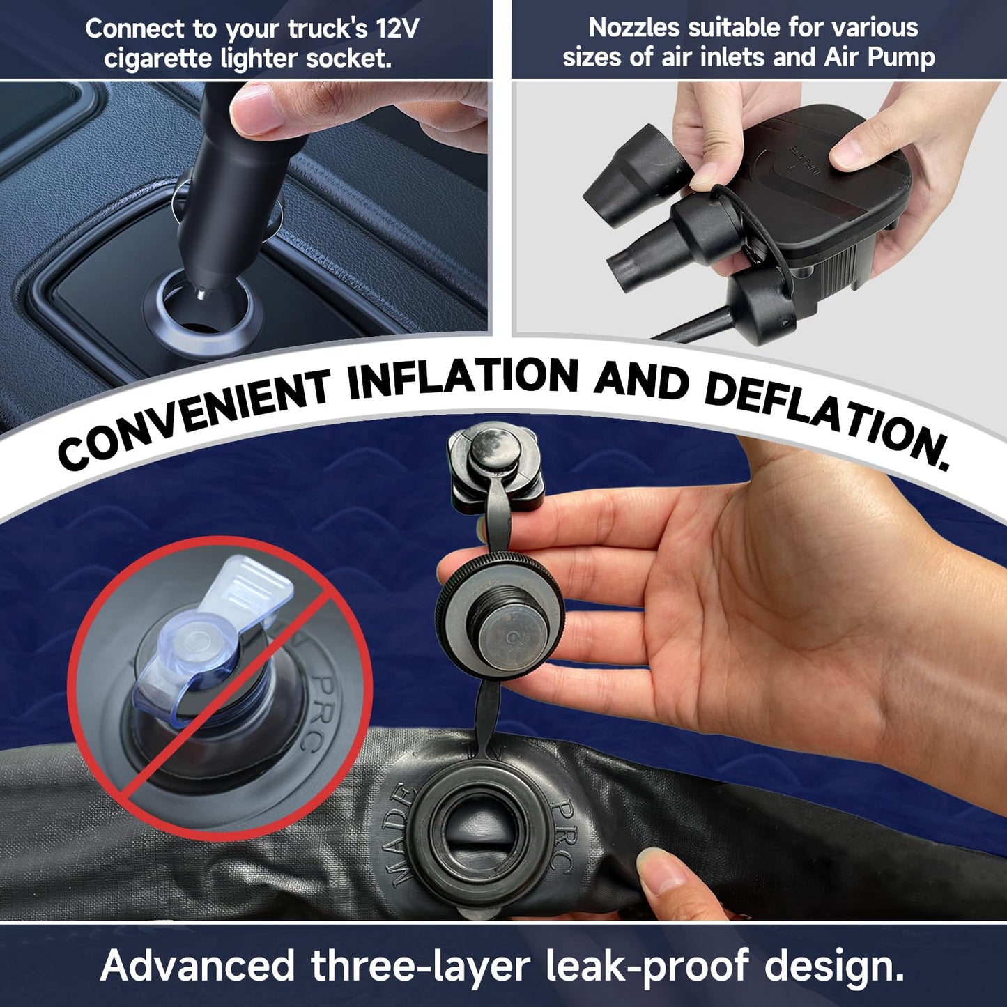 Umbrauto Car Air Mattress Backseat| Inflatable Truck Back Seat Camping Airbed for SUV Rear Seat, Blow Up Sleeping Travel Bed for Van Trunk with Pump & Pillows