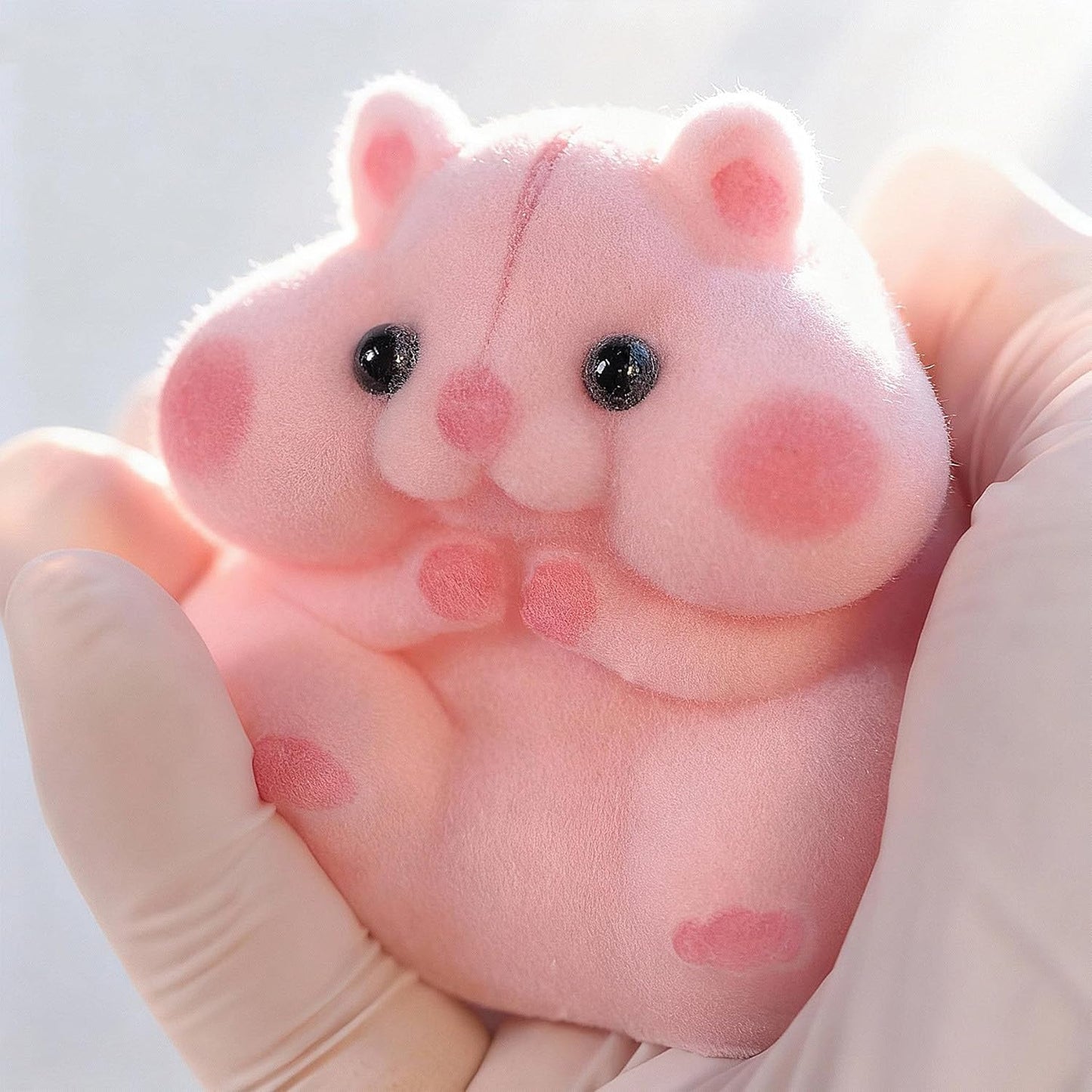 Handmade Taba Squishy Hamster Toy, Cute Squishy Hamster Fidget Toy, Realistic Hamster Toy, Soft Silicone Mochi Furry Toy, Stress Relief Gift for Adults & Kids, Sensory Anxiety Plushie (Pink)
