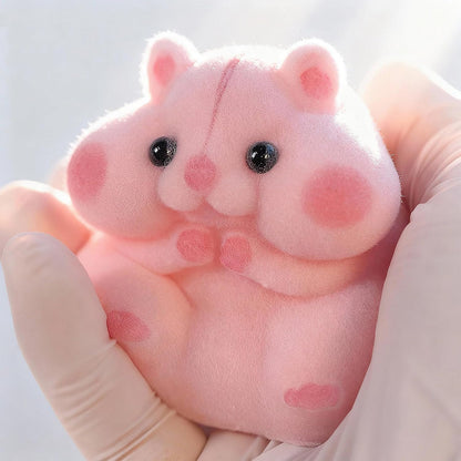 Handmade Taba Squishy Hamster Toy, Cute Squishy Hamster Fidget Toy, Realistic Hamster Toy, Soft Silicone Mochi Furry Toy, Stress Relief Gift for Adults & Kids, Sensory Anxiety Plushie (Pink)
