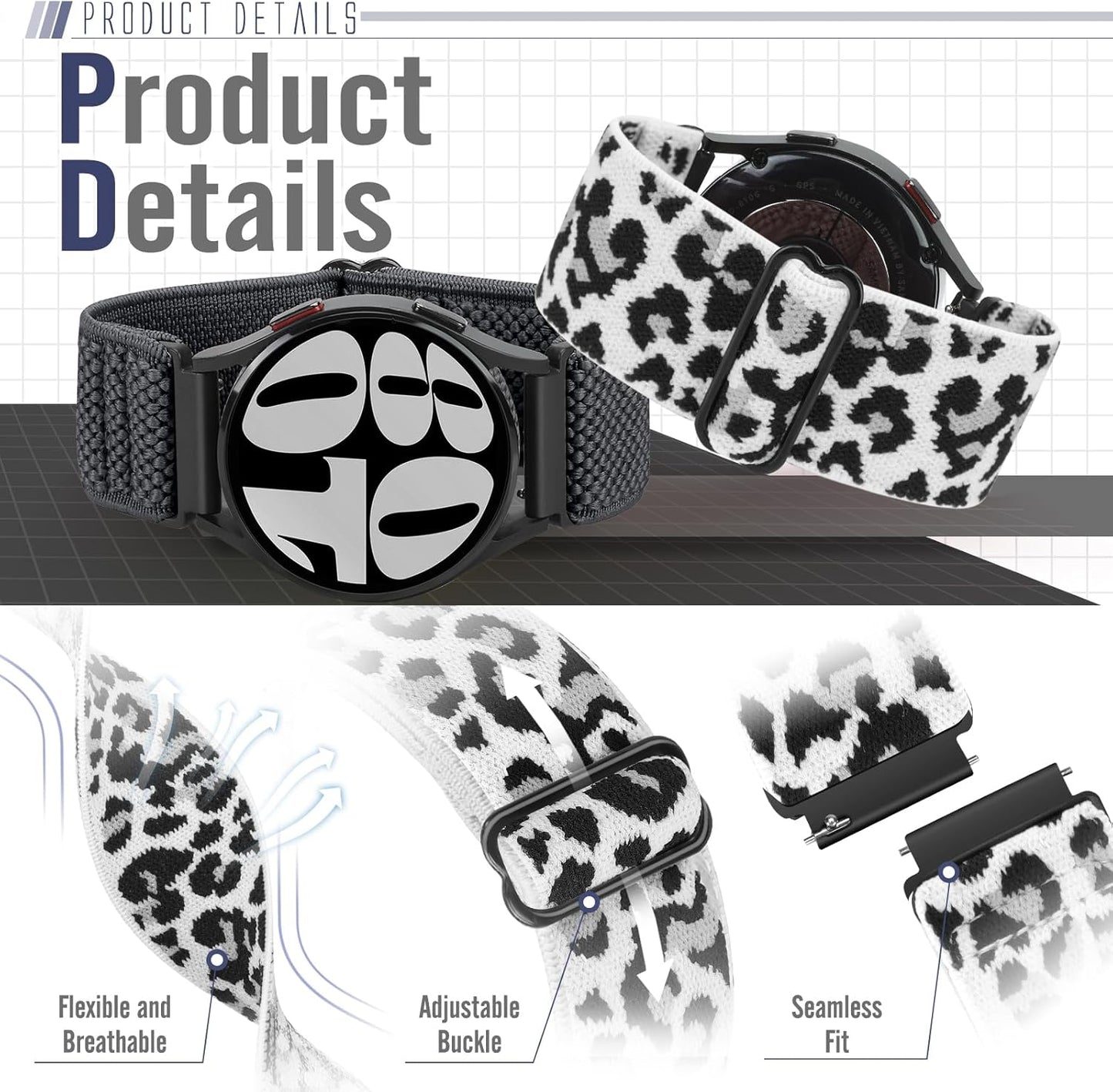 Runostrich Schnellverschluss-Nylon-Uhrenarmband - Breitenwahl - 18mm, 19mm, 20mm, 22mm, 24mm elastische Uhrenarmbänder verstellbares dehnbares Solo Loop Sport Nylon Ersatzarmband für Damen Herren, 3 Stück